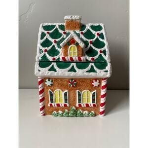 Potpourri Designs Hand Painted Gingerbread House Christmas Cookie Jar